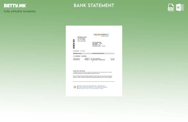 модерен стил Австралија ING Direct шаблон за ексел банкарски извод